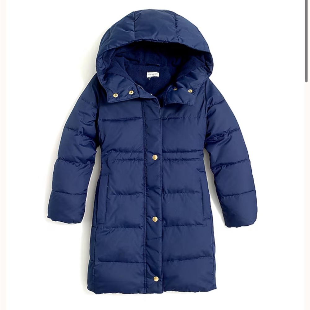 J. Crew Factory Kids Hooded Puffer Coat - Deep Blue